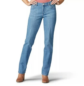 Size 10 Long Lee Womens Relaxed Fit Stretch Straight Leg Mid Rise BlueJeans NWT - Picture 1 of 7