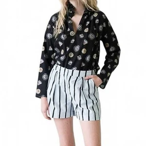 Never A Wallflower Pleated Shorts Blue Cabana Stripe Small S NEW NWT - Picture 1 of 5