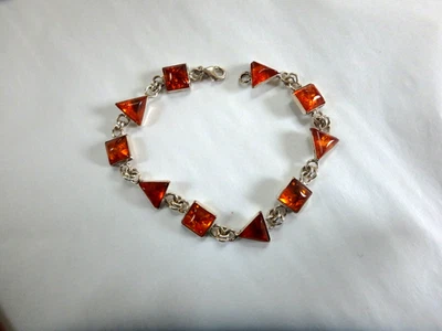 "Pulsera de plata esterlina 925 nueva con etiquetas $65 ámbar báltico piedras preciosas cadena pulsera 7,25""" Foto 1 de 4