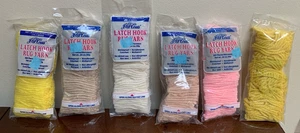 Lot of 6 NOS JP Coats Latch Hook Rug Yarn Pastel Colors Pink Yellow - Picture 1 of 6