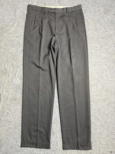 Brooks Brothers Pants Mens 33x37 Gray Madison 100% Wool Dress Trousers Pleated - Picture 1 of 10