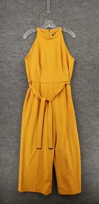 Tommy Hilfiger Jumpsuit Womens 12 Yellow Sleeveless Wide Leg Tie Waist Stretch - Image 1 of 4