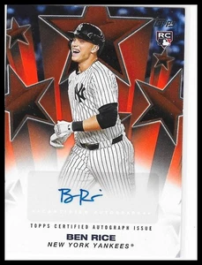 BEN RICE 2025 Topps Actualización Estrellas de Béisbol Automático Naranja Paralelo RC/25 Yankees - Imagen 1 de 2