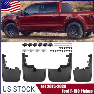4PCS Mud Flaps Splash Guards W/o Fender Flares for 2015-2020 Ford F-150 Pickup Foto 1 de 4