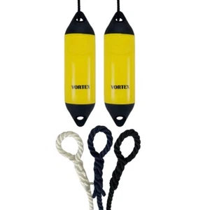 2 x HURRICANE Vortex Bootsfender: gelb PM02 - FREE SPLICED END 10MM SEIL - Bild 1 von 2