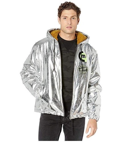 Giacca con cappuccio metallico $965 NUOVA Alexander McQueen McQ ordine più alto ITA 52 L