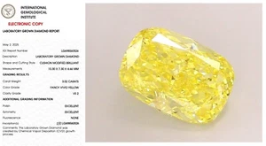 3.02 Cushion Modified Lab Grown Diamond For Ring IGI Fancy Vivid Yellow VS2 - Picture 1 of 9