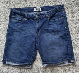 Signature by Levi Strauss Co Bermuda Shorts Womens 14 Blue 34x8 Cuffed Mid Rise - Picture 1 of 20