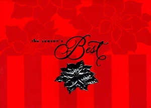 Red & Silver Poinsettia Season's Best Christmas Holiday Cards - Set of 10 - Picture 1 of 3