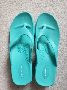 Okabashi Women's Splash Wedge Flip Flops Sandals. Color - Sea Glass Size 8-9 - Picture 1 of 8