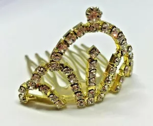 Vintage Small Gold Bridal Diamante Rhinestones Hair Comb Slides 1980' - Picture 1 of 6