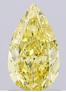 Lab Grown IGI Certified CVD Diamond PEAR 1.00 Ct Fancy Vivid Yellow VS2 - Picture 1 of 9
