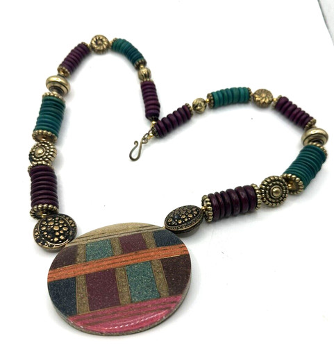 VETEMENTS Collana medaglione tondo bigiotteria moda perline multicolore