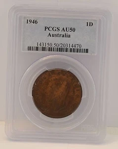 1946 Penny Graded - PCGS AU50 Australia - 1D - In Case aUNC - Picture 1 of 3
