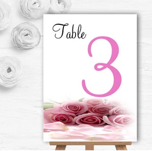 Baby Pink Roses Personalised Wedding Table Number Name Cards - Picture 1 of 1