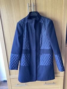 M&S  I/2 Quilted  3/4 Length OVER COAT ~ NAVY- Zip Front. New. Size 14