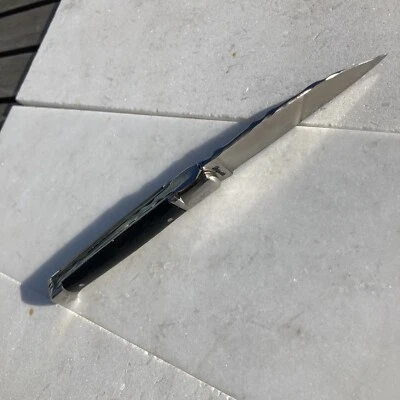 Antiguo cuchillo francés San Martín cuerno mango guilloche Foto 1 de 4