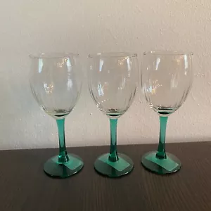 NUOVO Set 3 Bicchieri da Vino a Righe con Stelo Verde Giada - Made in Holland - Foto 1 di 5