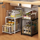 2 Tier Under Sink Pull Out Storage Basket Kitchen Cupboard Organiser Spice Racks
