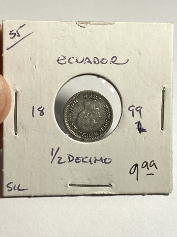1899 L Ecuador 1/2 Decimo - Silver Cover