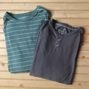 Set (2) Free Fly Grigio/Verde Strisce Henley L/S Bambù Viscosa T-Shirt Uomo L - Foto 1 di 22