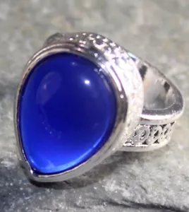 Anello a goccia ARGENTO stile vintage quarzo blu reale misura 9,75 - Foto 1 di 1