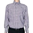 Tommy Hilfiger 80's 2 Ply Fabric Mens L Purple Plaid Long Sleeve Button Up Shirt