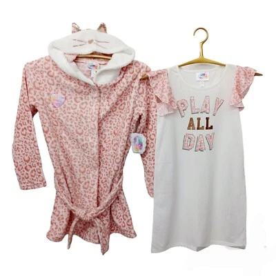 Juego de camisón y bata cara de gato Magic Girls con orejas-7/8- guepardo rosa Foto 1 de 4