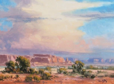 TOM HAAS painting 'Valley Thunderhead' oil 12"x16" Monument Valley Arizona cloud - Image 1 of 2