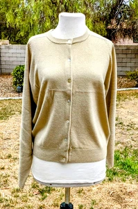 Damen Medium 1980er weiches Kaschmir toskanisch hellbraun Knopfleiste Cardigan L/S Pullover neu aus altem Lagerbestand - Bild 1 von 6