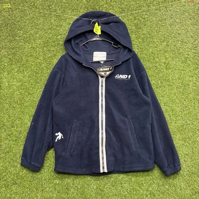 Vintage And1 Hoodie Youth Large Basketball 90s Blue Hip Hop Fleece y2k Zip NWT - Image 1 of 4
