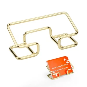 Gold Metal Business Card Holder for Desk - Elegant Organizer - Picture 1 of 7