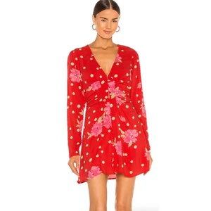 Free People Date Night Mini Dress Women's Small Strawberry Red Babydoll Flirty - Picture 1 of 10