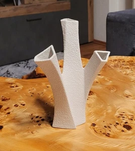 SGRAFO MODERN KORALLE PORZELLAN VASE 20 cm 3 LOCH Weiß Nr.2018 Peter Müller TOP - Bild 1 von 3