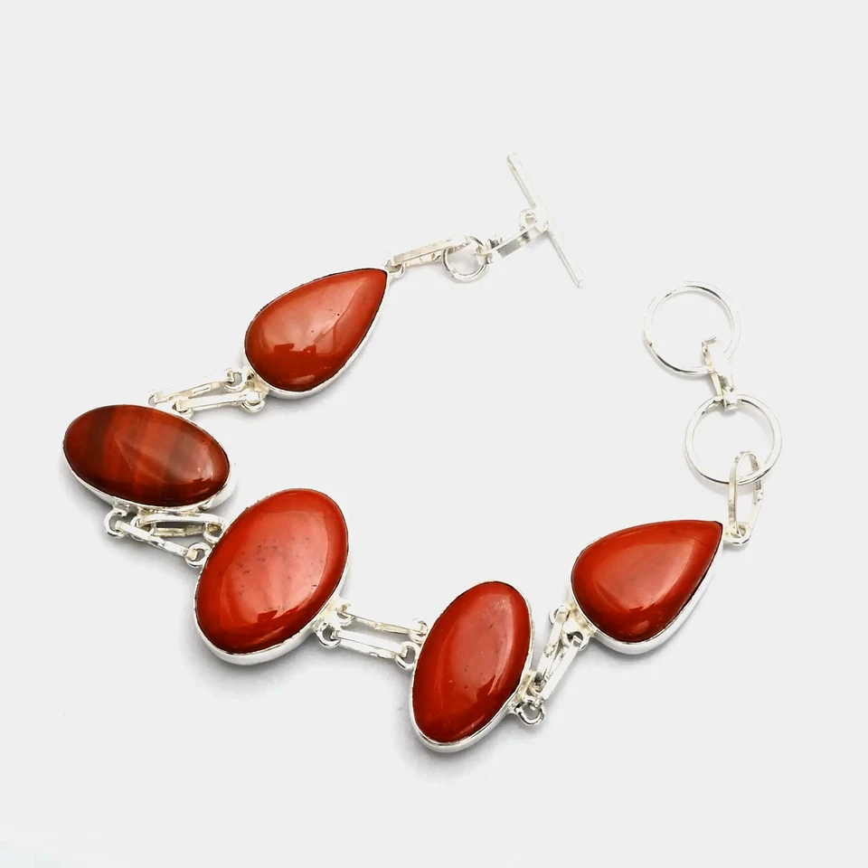Pulsera hecha a mano de piedras preciosas de jaspe rojo joyería 24 gms para año nuevo AB 27179 Foto 1 de 1