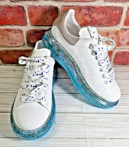 Alexander McQueen Oversized White Splatter Blue Größe 8 US/41 EU - Bild 1 von 12
