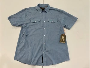 Howler Bros Shirt H Bar B Striped Blue Western Pearl Snap Short Sleeve Men’s L - Picture 1 of 17
