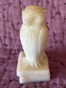 Degenhart Mystery Surprise Slag Glass Owl Opal White With Some Light Brown - Picture 1 of 11