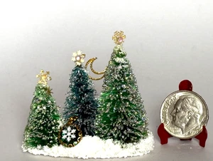 OOAK Artisan Tiny 3 Holiday Tree Mantel Herzstück 1:12 Miniatur Puppenhaus - Bild 1 von 13