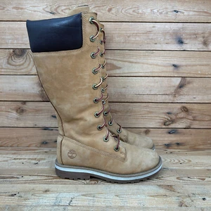 Timberland Boots Girls Size UK 12.5 Classic Beige Nubuck Leather Tall Knee Hi - Picture 1 of 12