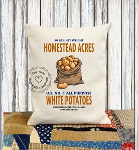Homestead Acres White Potatoes Decorative Fabric Pillow #1277 - Picture 1 of 6