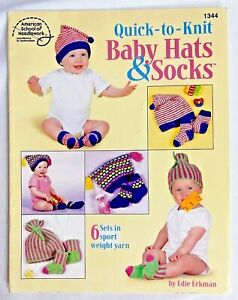Adorable Baby Hats & Socks Quick Knitting Patterns Book Bubbles Stripes Ribs +