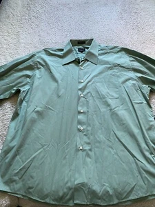 Haggar Men Long Sleeve Button-Up Shirt Green Size 2XL 18-18.5 34/35 - Picture 1 of 9