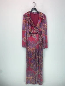 Free People Multicolour Paisley Jumpsuit V Neck Long Sleeve Belted M - Picture 1 of 14
