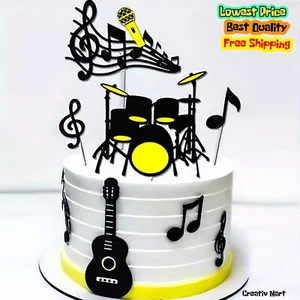 Band music cake toppers Guitar Drums Mic Musical Notes decoration New - Picture 1 of 4
