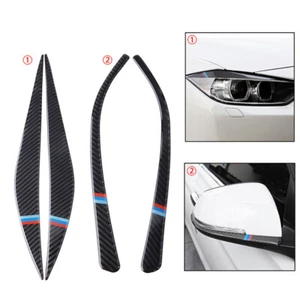 Car Real Carbon Fiber Headlight Mirror Cover Trim For BMW 3 4 Series F30 F34 F35 - Picture 1 of 9