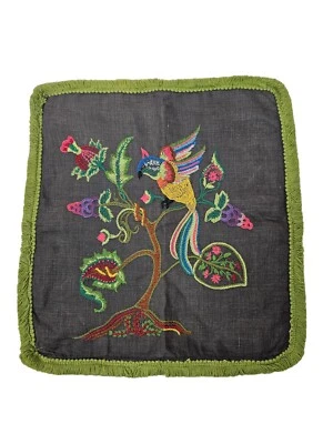 Unbranded Bohemian Embroidered Hummingbird Floral Accent Pillow Cover 15x16 O20 - Image 1 of 4