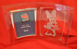 Disney Mickey Unlimited Minnie Mouse Curved Etched Glass Picture Frame Dale - Picture 1 of 3