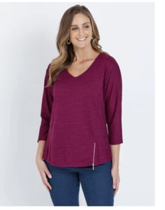 Ladies Top/Tee "W Lane" Plum Colour Zipper Detail XXL BMWT RRP$79.99 REDUCED - Picture 1 of 6