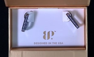 Bomb Party Charming Hoops ER98225- She’s Pure Fire Black Onyx Hematite Plating - Picture 1 of 6